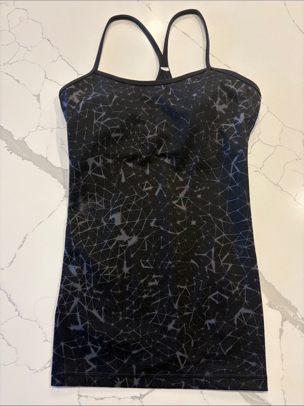 Lululemon Power Y Tank Luon ~ 8 ~ Star Crushed Coal Black